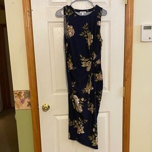 Nine Britton Navy Asymmetrical Floral Dress